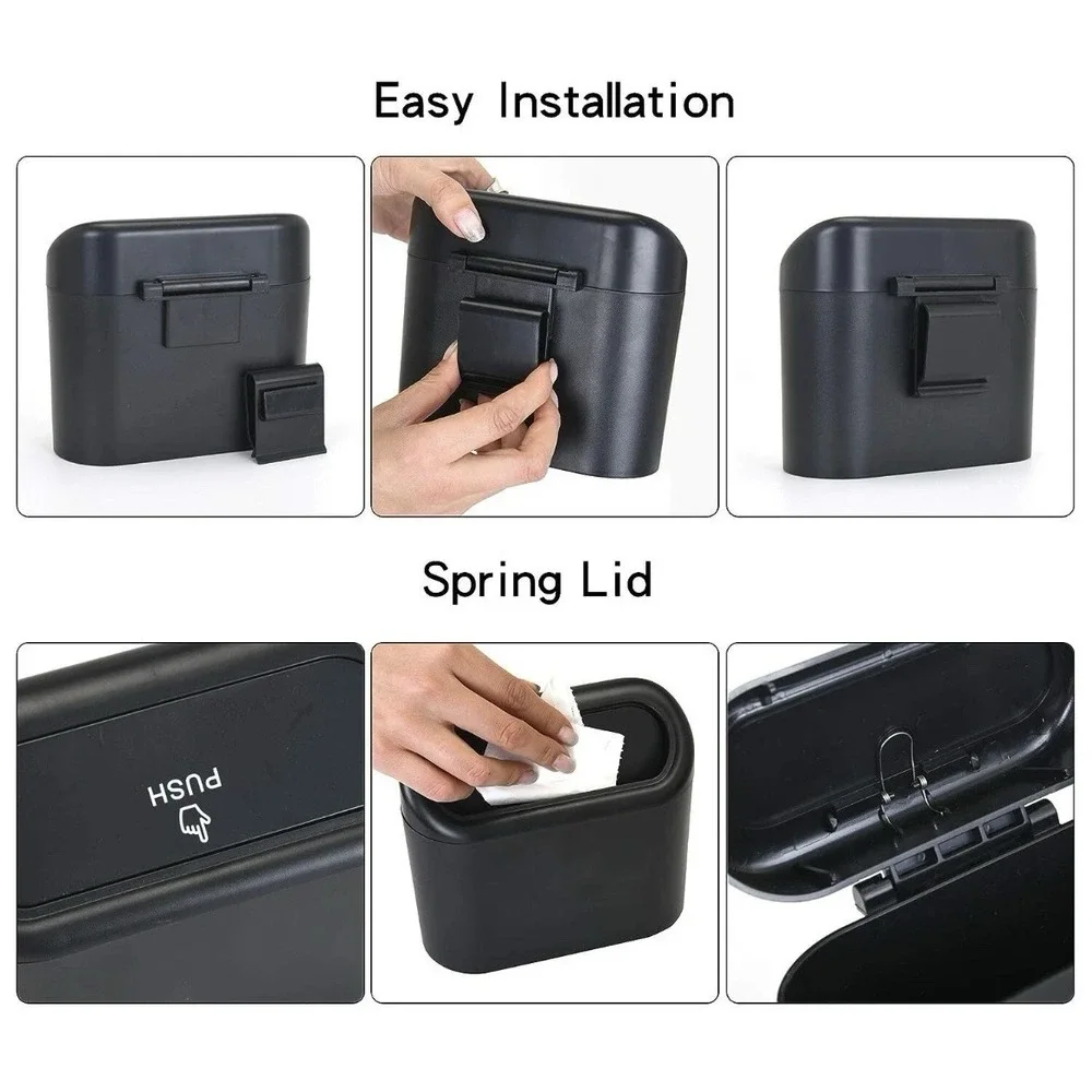 Portable Trash Can Garbage Bin With Lid‎ Leak Proof Interior For Car Home Office